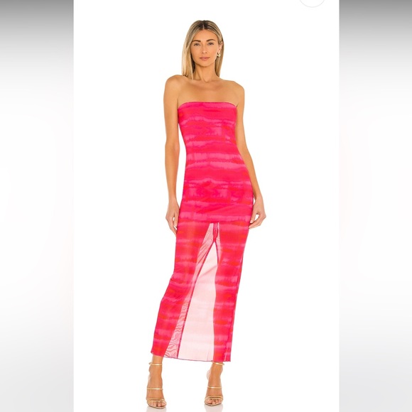 LIKE NEW h:ours pink tie dye tube dress from revolve, size medium - Picture 2 of 3